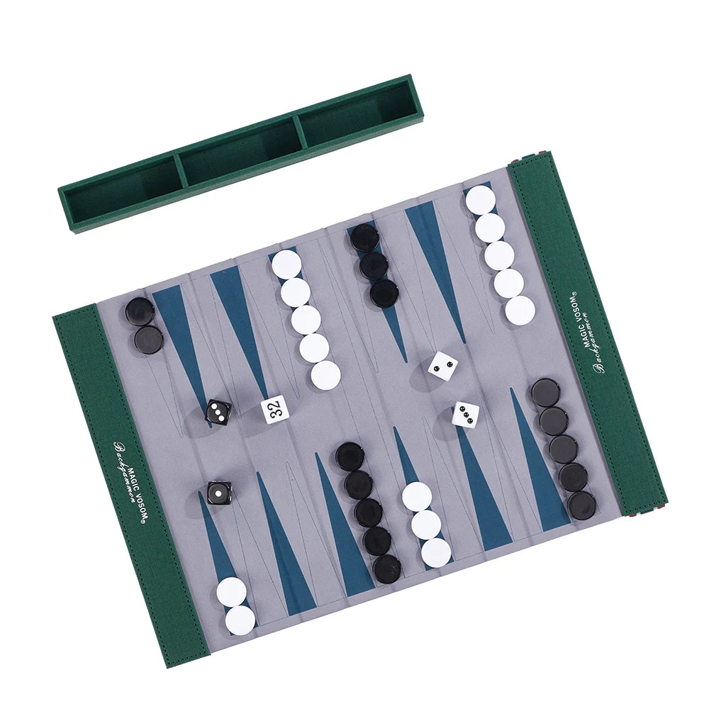 In Stock Wholesale Foldable Chess Games Set Travel Portable Fabric PU Leather Backgammon Luxury