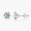 925 Sterling Silver Sparkling Wedding Platinum Plated Ear Studs for Women 1 Carat D Color Moissanite Stud Earrings