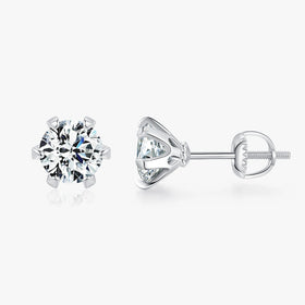 925 Sterling Silver Sparkling Wedding Platinum Plated Ear Studs for Women 1 Carat D Color Moissanite Stud Earrings