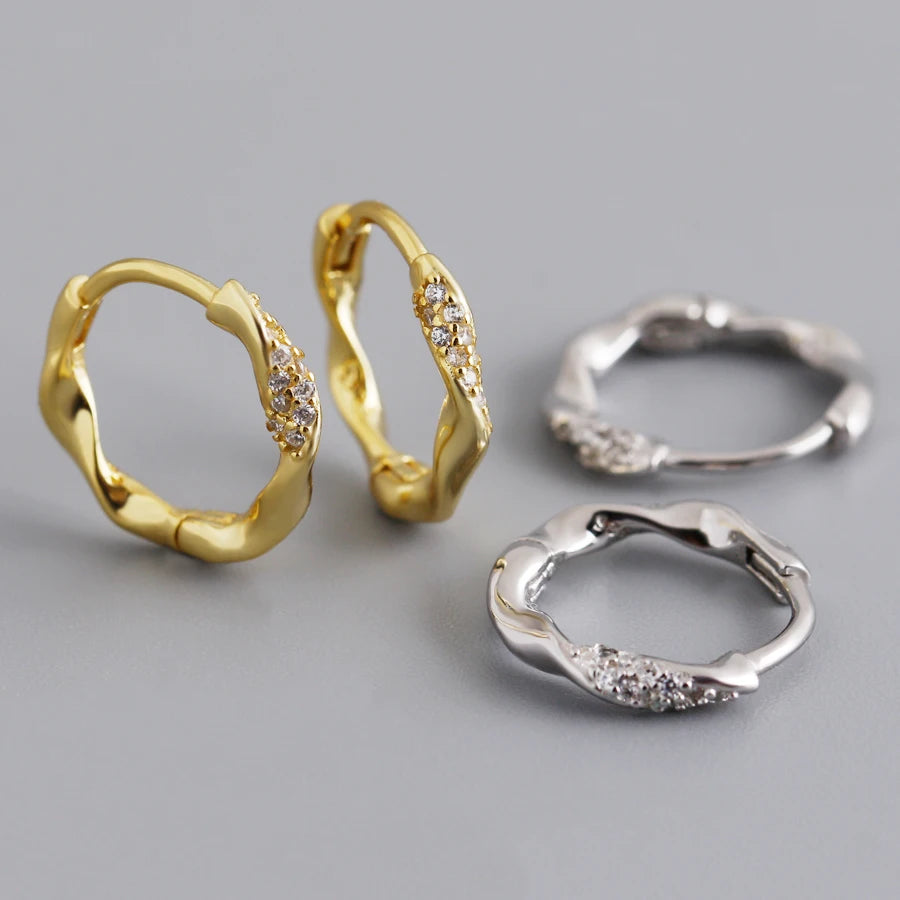 Wholesales Jewelry 925 Sterling Silver Irregular Twist Hoop Earrings for Women Jewelry Drop Shipping