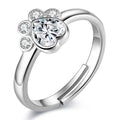 New Arrival Jewelry 925 Sterling Silver 3A Zircon Cat Paw Print Adjustable Ring for Women