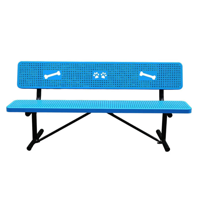 Outdoor Furniture Dog Park Slatted Metal Bench Seat Outside Street Painted Steel Bench Seating Public Garden Patio Bench Chair