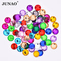 JUNAO Factory Wholesale 12mm Flatback Glue on Crystal Strass Mix Color Acrylic Round Rhinestone for DIY Crafts