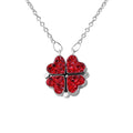 Fashion Jewelry  Double Sided Zircon Folding Four Leaf Clover Heart Pendant Necklace for Women