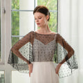 Black Pearl Beaded Wedding Jacket One Layer Soft Tulle Party Dress Wrap for Adults