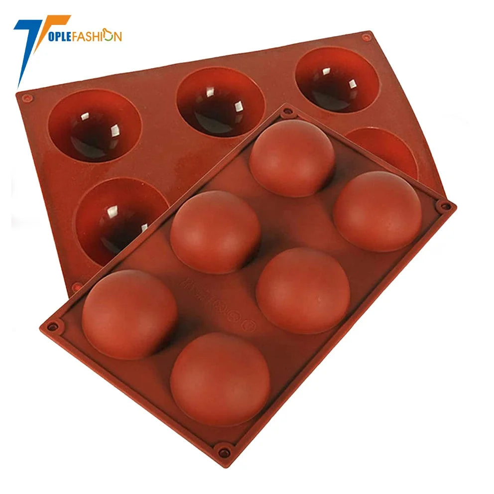 6 semi hole silicone baking mold Chocolate Cake Jelly Pudding Handmade Soap Dome Mousse Round Shape Half Sphere MegaBDM