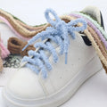 Christmas Colorful 7mm Flat Cozzy Shoelaces Fuzzy Polyester Laces for Sneakers 60-180cm Length