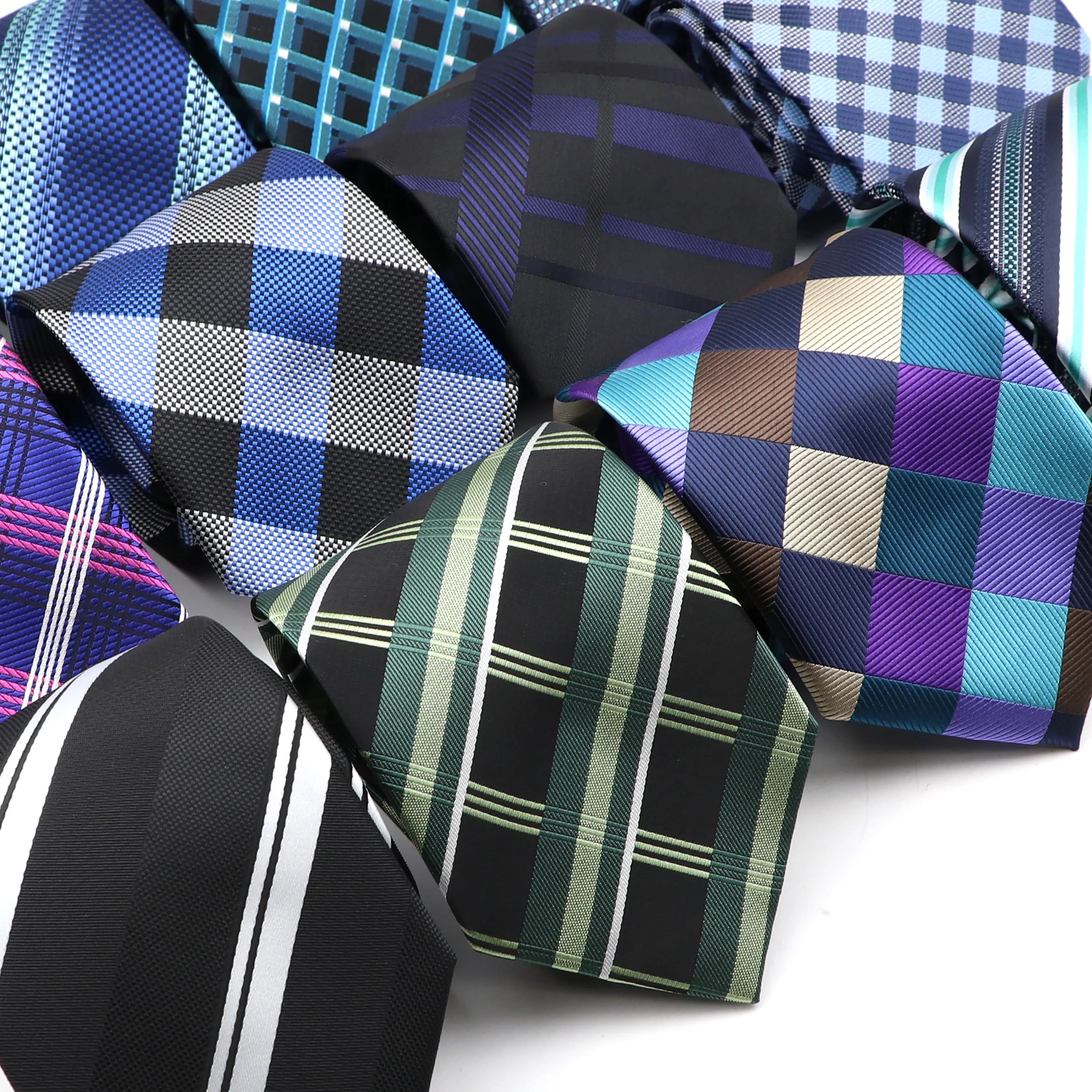 Man's Classic 8cm Ties Tie Luxury Black Blue Striped Plaid Checks Business Neck Tie for Men Suit Cravat Wedding Party Neckties