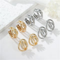 Fashion Three Layer Design Earrings Unique Tube 14K Gold Plated C Shape Brass Stud S925 Silver Needle Earrings