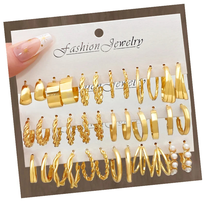 European and American Exaggerate Cheap Earring Set Square Geometry Earrings Set Gifts for Women