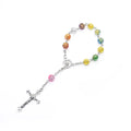 2025 Crystal stainless steel jesus pearls catholic rosary beads bracelet