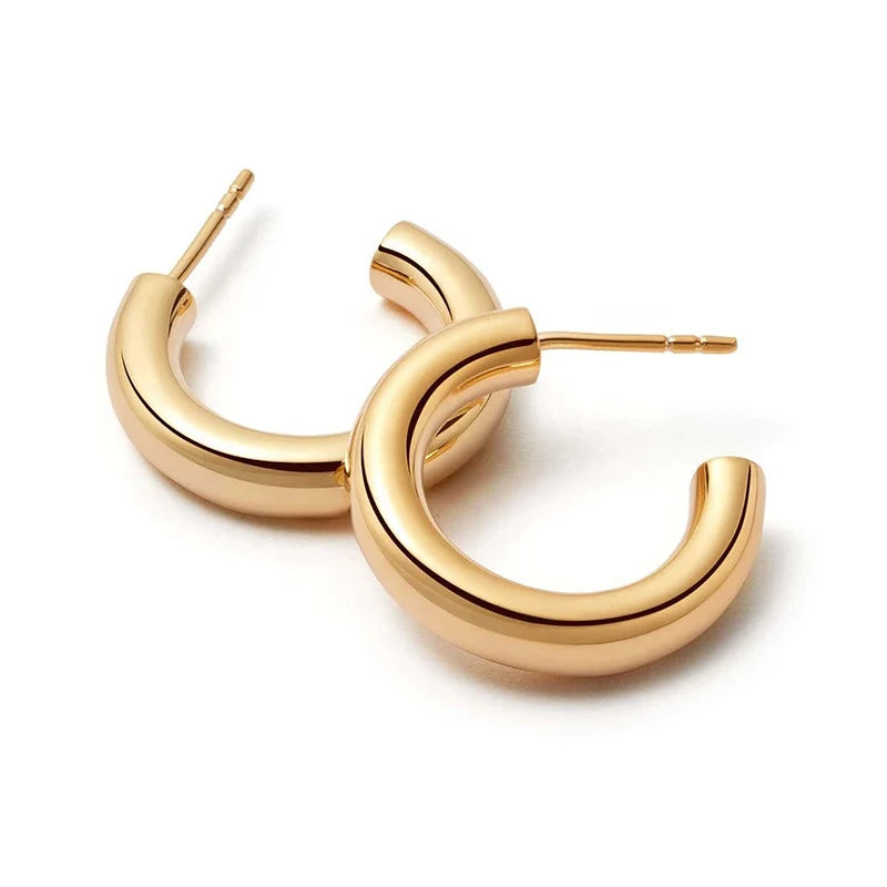 Milskye Vintage Women's 18k Gold Plated S925 Small Huggie Rope Twist Hoop Earrings