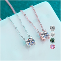 Fashion Jewelry Custom Luxury 2ct Moissanite Diamond Necklace 925 Sterling Silver Solitaire Clavicle Chain Adjustable Women