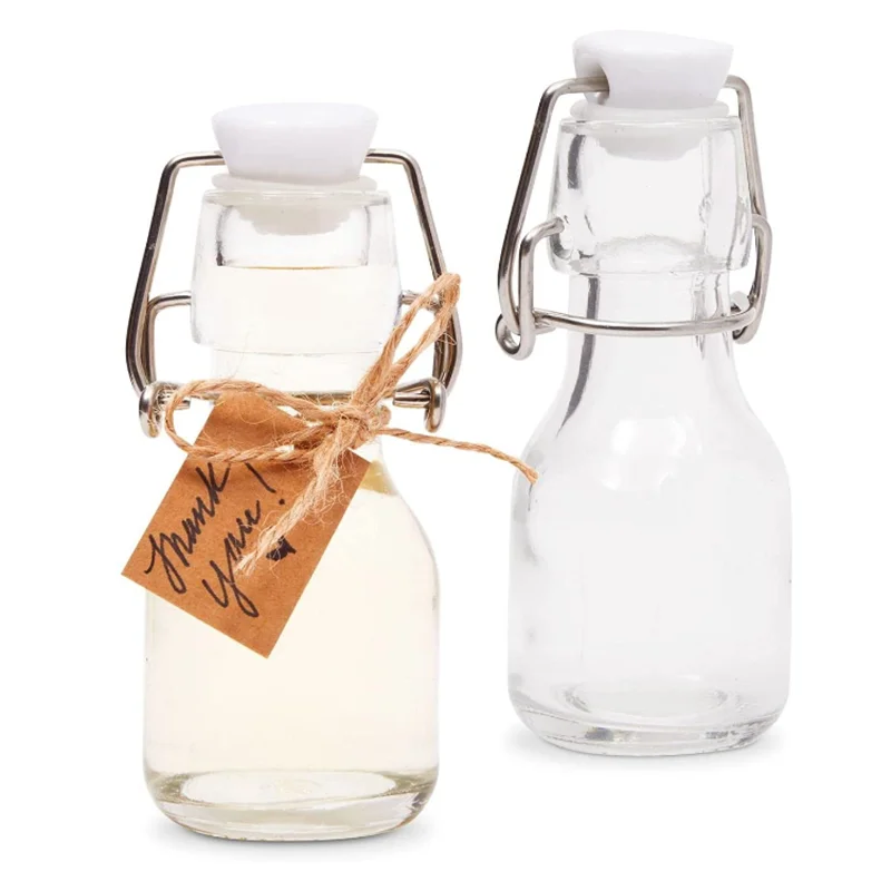 Mini 2oz 60ml Clear Swing Top Glass Bottles Storage Bottles Personalized Label Tags String for Crafts for Brandy Packed Cartons