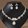 New Water Drop Rhinestone Necklace Set Bride Wedding Jewelry Set Double Water Drop Crystal Earrings Valentine's Day