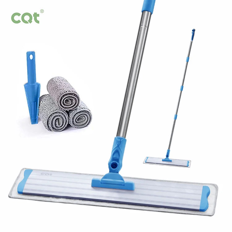 Large Microfiber Flat Mop with Magic Velcro 4 Reusable Washable Pads Aluminum Swivel Handle for Efficient Floor Cleaning