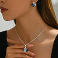 Wholesale Korean Style Geometric Inlay Crystal Zircon Necklace Earrings Set Exquisite Fashion Necklace for Women