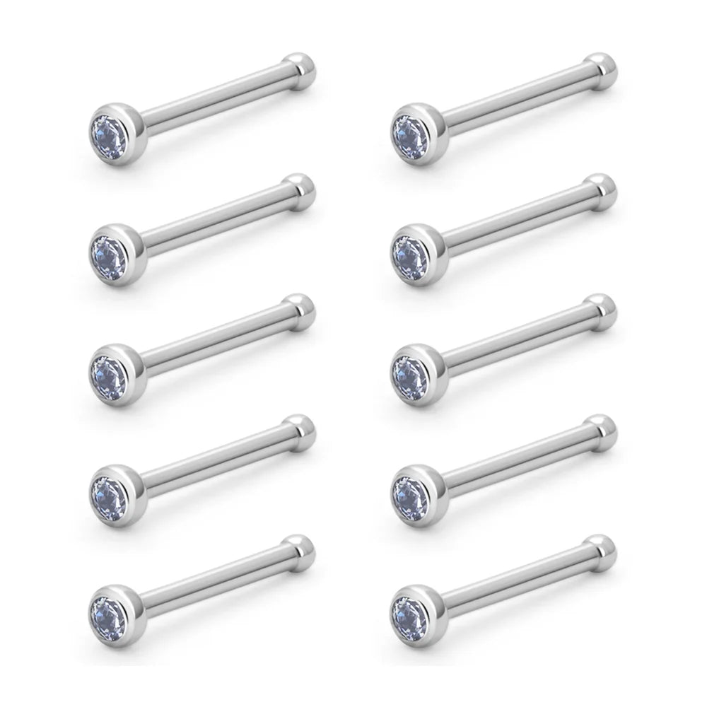 Wholesale G23 ASTM F136 Titanium Bowl Shape Nose Stud Zircon Inlay Woman Cartilage Tragus Helix Ear Studs Nail Piercing Jewelry