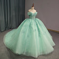 Jancember 5908 Glitter Green Lace Fabric Sweetheart Quinceanera Gowns Dresses With Train