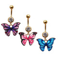 Fashion Colorful Butterfly Crystal Belly Ring Chic Gold Color Rhinestone Navel Ring Women Body Puncture Jewelry
