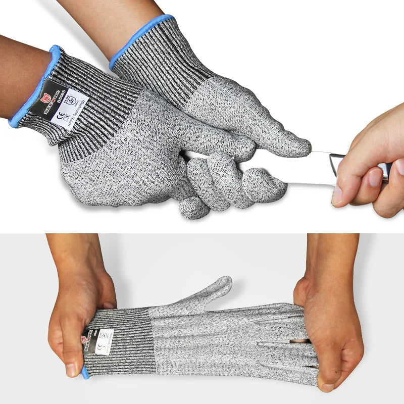 Seeway EN388 HPPE Knitted Anti Cut Industrial Work Gloves Cut Resistant Level 5 Protection Gloves