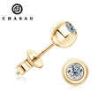 Simple Small 925 Sterling Silver 3.5mm Moissanite Ball Shape Delicate Classic Bezel Mini Stud Earrings for Women