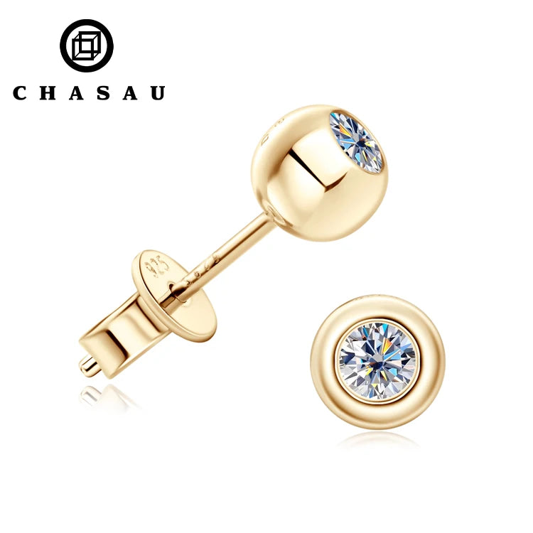 Simple Small 925 Sterling Silver 3.5mm Moissanite Ball Shape Delicate Classic Bezel Mini Stud Earrings for Women