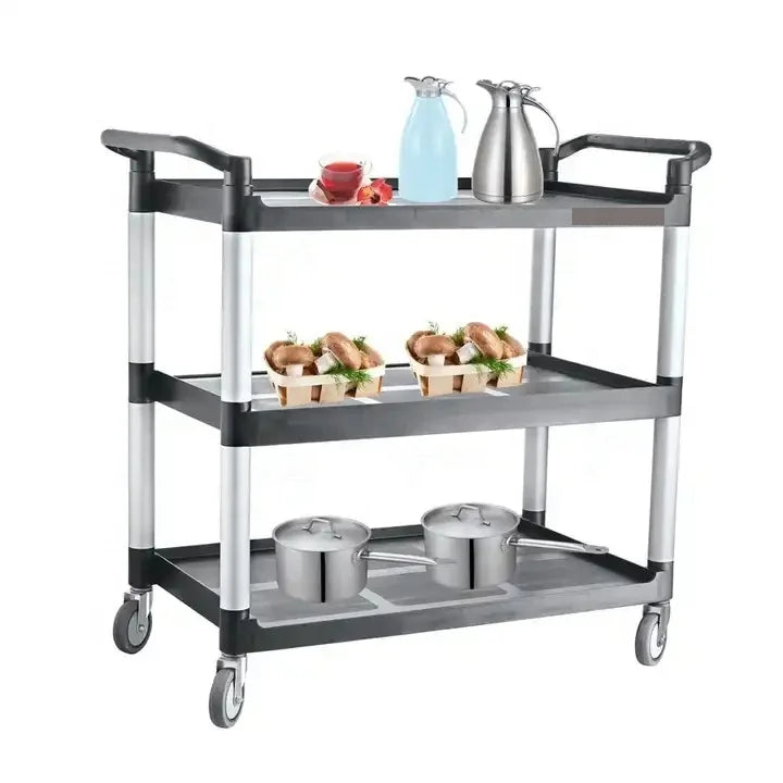 3 Tier Plastic Tray Trolley Cart for Hotels and Restaurants Quality Kitchen Equipment at Factory Prices
