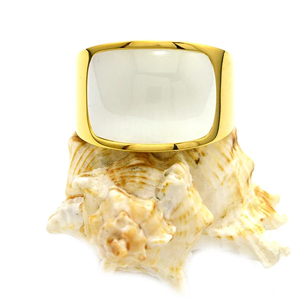 Trending Stainless Steel Men Rings Gold Silver Plated White Stone Opal Rings for Men
