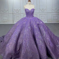 Jancember 1144 Chic Purple Strapless Beaded Ball Gown Quinceanera Party Evening Dresses