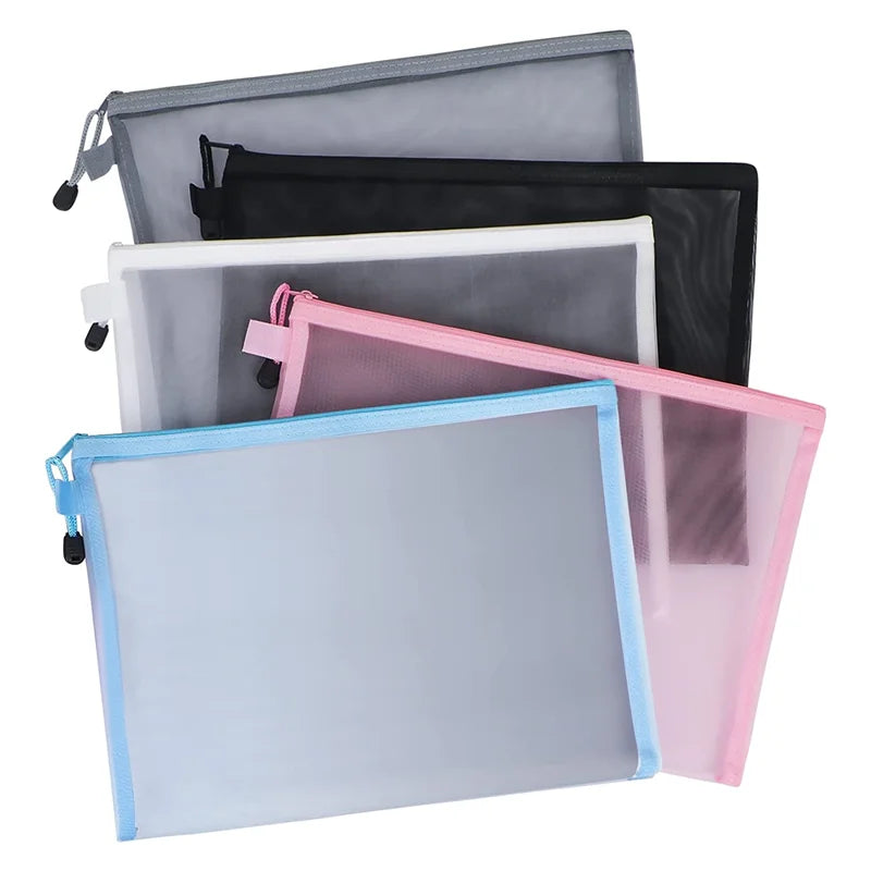 Wholesale Hot Selling A4 Size Zipper Pouch Document Bag for School Office Supplies5 Colors