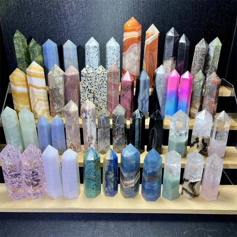 Wholesale Natural Healing Stones Mixed Crystal Tower Point Wand Obelisk for Gift