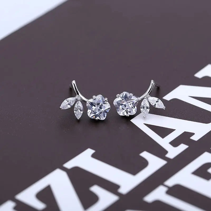 925 sterling silver leave Stud Earrings for Women Elegant Wedding Jewelry pendientes mujer moda 2019 Brincos