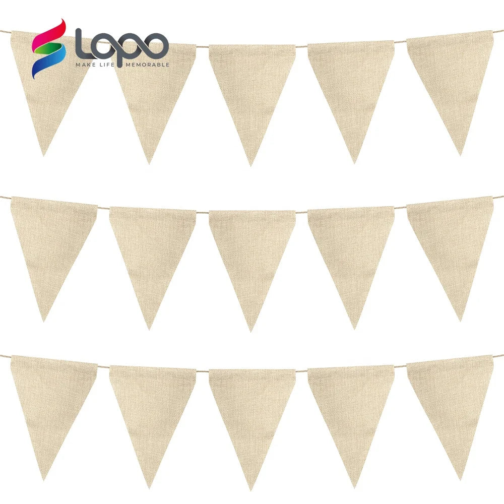 Burlap Sublimation Flag Blank Solid Pennant Banners DIY Christmas Decorations and Celebrations