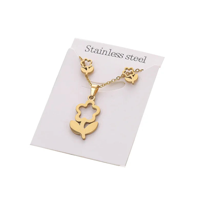 Butterfly Stud Necklace and Earrings Set Zinc Alloy Gold Plated Women's Jewelry for Wedding Engagement Anniversary Party
