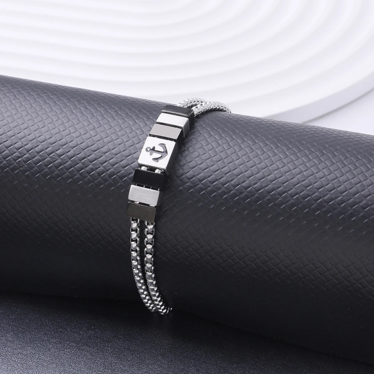 Bracelet Homme Custom Fashion Jewelry Bracelets Blue PVD Stainless Steel Mens Box Chain Italian Anchor Charm Bracelet