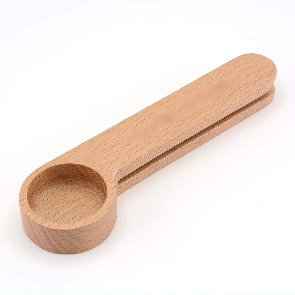 Custom Beechwood Mini Wooden Tea & Coffee Spoons Scoops Long Handle with Clip Small Size for Measuring