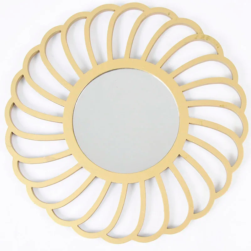 40*40*2.5CM Creative Design Modern Gold Flower Shape Wall Mirrors Light Luxury Home Decorative Round Art Mirror for Living Room