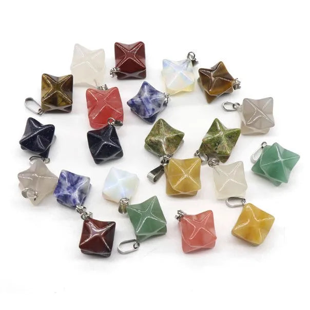 Huiying Customized healing crystals pave hexagon star shape obsidian necklace crystal pendant