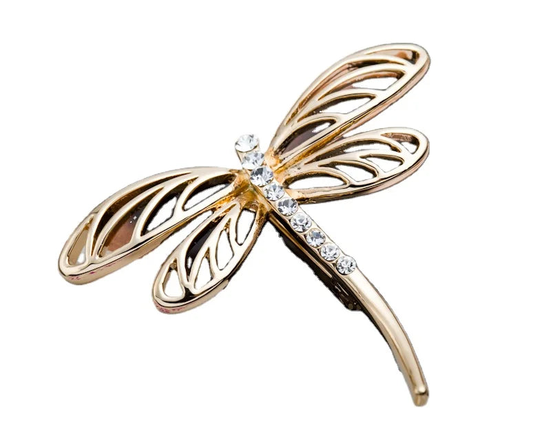 Beautiful Gold/Silver Dragonfly Safety Pin Brooch Customizable Clothing Ornament for Wedding for Hijab Scarf Accessories All