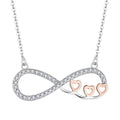 925 Sterling Silver Infinity Love Pendant Necklace Fine Jewelry Rose Gold Hearts and Cubic Zirconia Infinity Necklace for Women