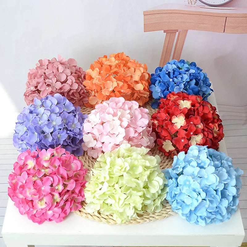 Wholesale 90 Petals Hydrangeas Flower Heads Silk Artificial Flowers Hydrangea Head in Bulk