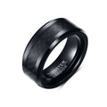 High Polished Finish Comfort Fit 8mm Carbide Fiber Inlay Black Plated Tungsten Ring for Men