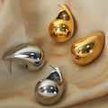 2023 Trendy Stainless Steel Stud Earrings Smooth Water Drop Design 18K Gold Plating Tarnish-Free Jewelry for Wedding Parties