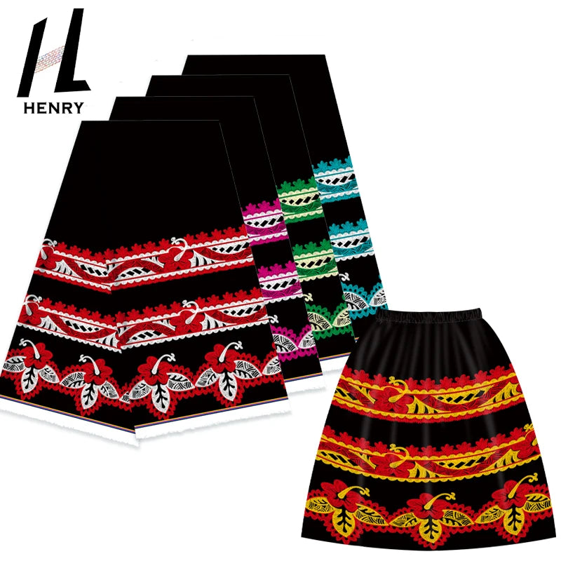 Pretty Micronesian Design Big Red Flowers Polyester Printed Fabric for Islander Skirts