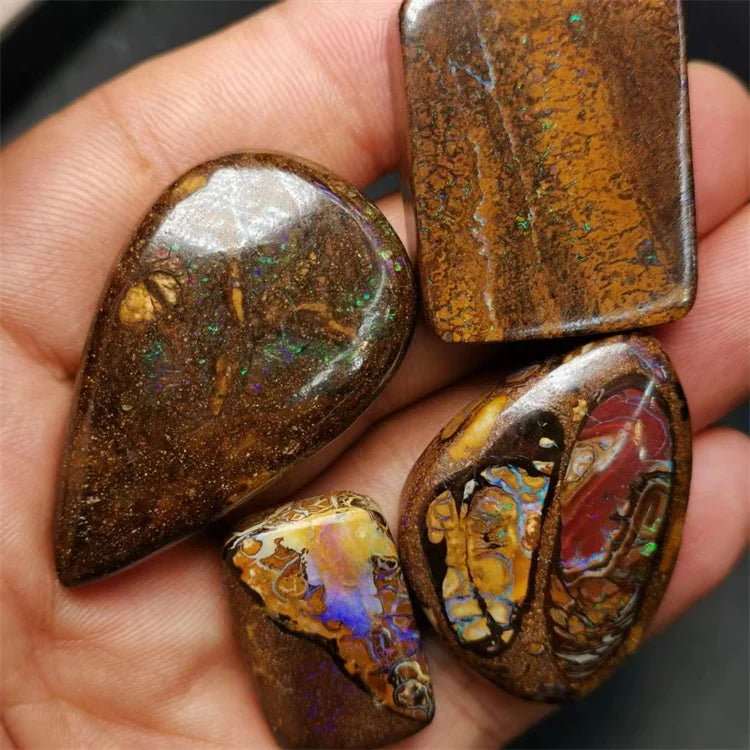 Super Nice Australian Soil Boulder Opal Fire Opal Natural Crystal Polished Brown Pendant Various Loose Stone Cabochon Jewelry