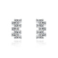 New Iced Out Baguette Tennis CZ Diamond Stone Stud Earrings Women 925 Sterling Silver Rows Square Diamond Earrings