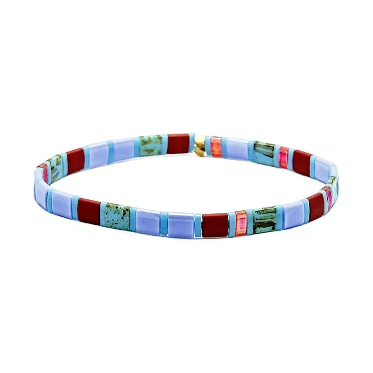 Hot Sale Boho Violet Fashion Handmade Miyuki Tila Beaded Women's Stretch Bracelet for Gifts