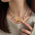 Summer New Handmade Beaded Mom Necklace Bohemian Color Exquisite Crystal Birth Flower Necklace