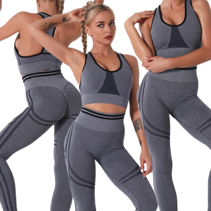 GC 2pcs Gym Fitness Sets Gimnasio Conjuntos Two Piece Set Women Clothing Conjuntos De Fitness Gym  Active Wear Set Conjunto Yoga